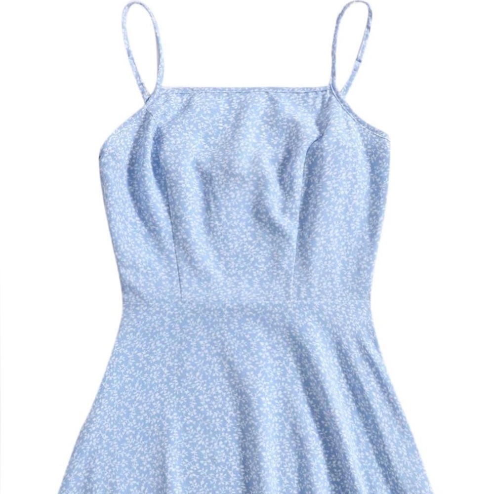 Blue Floral Halter Dress